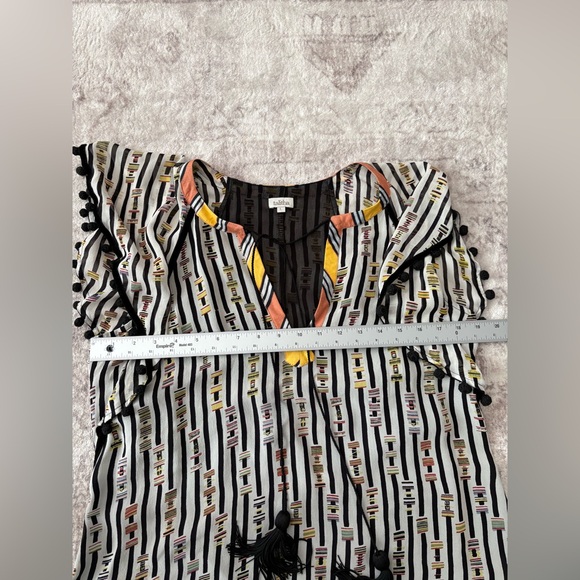 Talitha Silk Tunic Top Blouse Tassels Pom Pom Large - Picture 10 of 13